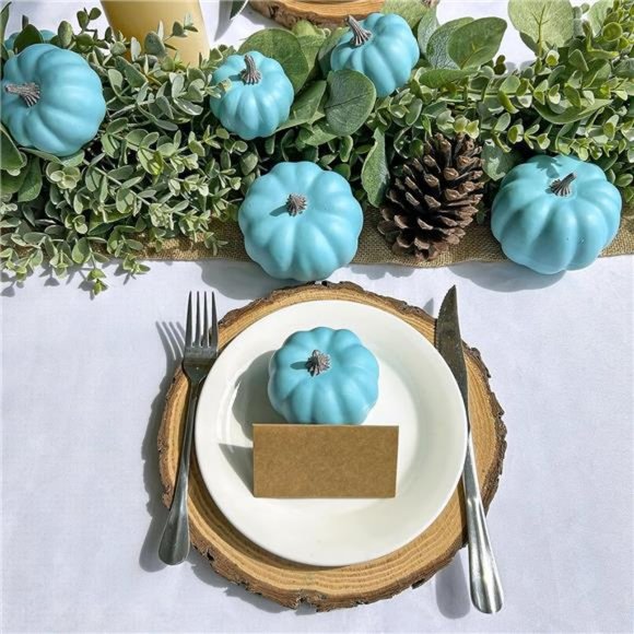 12Pcs Small Artificial Teal Pumpkins Decorative Halloween Pumpkins Foam Pumpkins - Picture 6 of 7